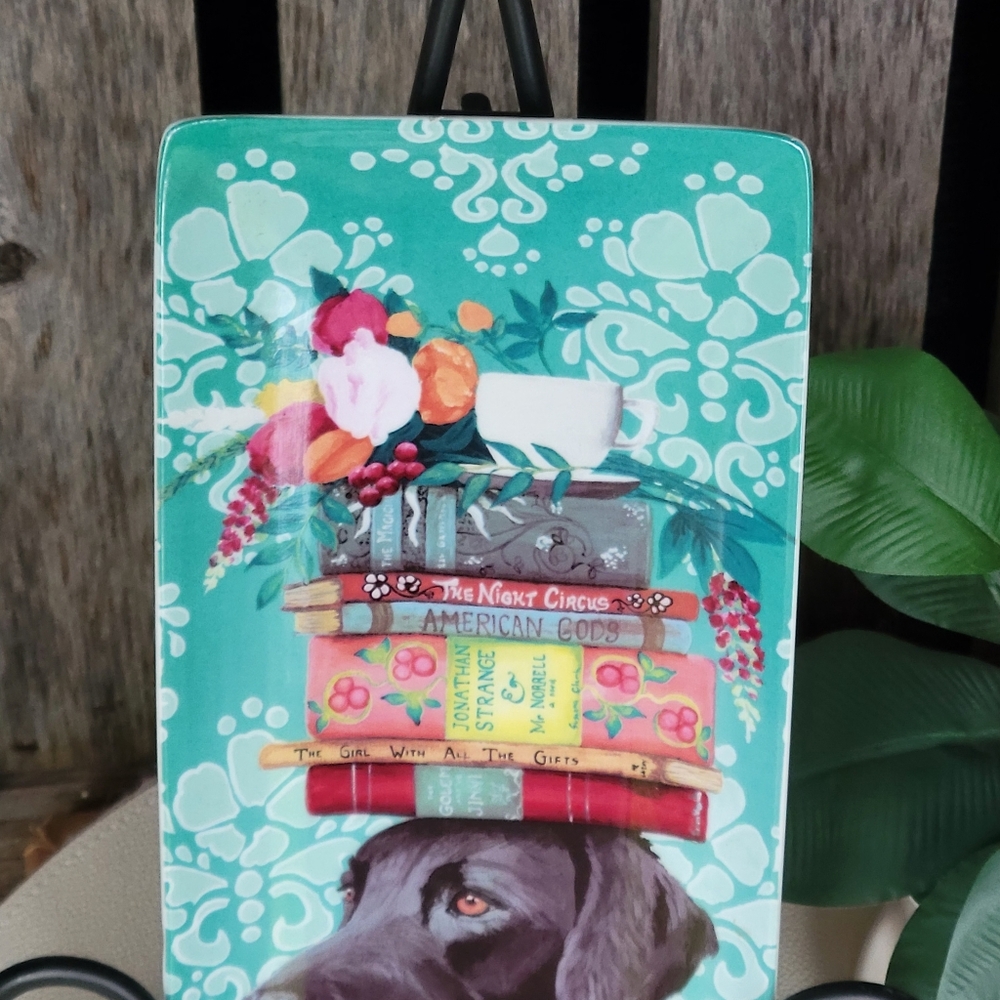 Greenbox Art & Culture Turquoise Floral Labrador Womens Best Friend Plate - Picture 14 of 14